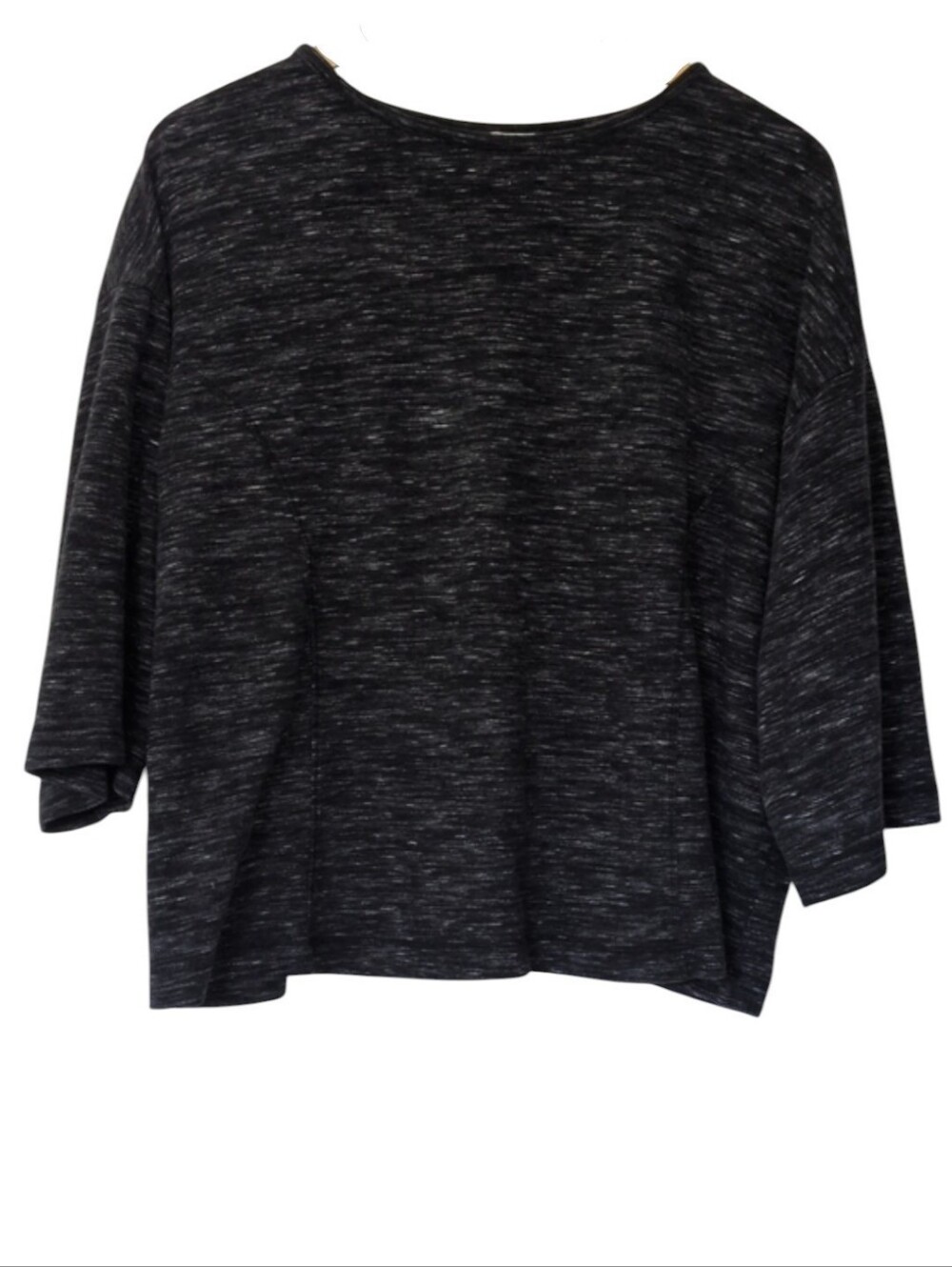 J. Jill Pure Jill Cotton 3/4 Sleeve Scoop Neck Tee Heathered Dark Grey Medium
